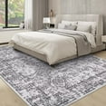 thumbnail image 2 of Garvee Area Rug 9'x12' Bedroom Rug Vintage Floral Rug Moroccan Non Slip Large Area Rug Soft Foldable Accent Rugs for Living Room, Gray, 2 of 7
