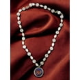 thumbnail image 4 of Blue, Orange and Purple Resin Filigree Necklace - Long  Boho Chic, 4 of 6