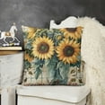 thumbnail image 2 of YINGXI Pillow Covers Flower Throw Pillow Case Green Stripes Farmhouse Floral Cushion Cover for Home Office Sofa Couch Decoration 12x12in, 2 of 5