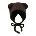 thumbnail image 2 of Tittly Winter Hats Beanie Hat Female Cute Bear Ears Warm Knitted Ear Cap Sweet Show Young Everything Winter Woolen Hat Skull Caps Hats for Women Coffee One Size, 2 of 3