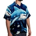 thumbnail image 2 of Starry Shark Men's Short Sleeve Beach Shirts, Casual Button Down Poplin Printed Summer Tops - Unisex, 2 of 6