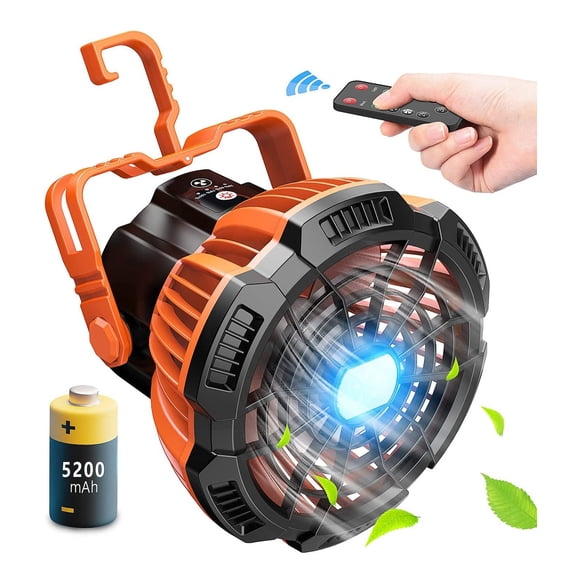 Ventilador portátil de camping unbrand 3 en 1 con luz LED y batería de 5200 mAh