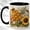 Black, variant on Honey Bee Coffee Mug, Sunflower Floral Mug, Ceramic Cup