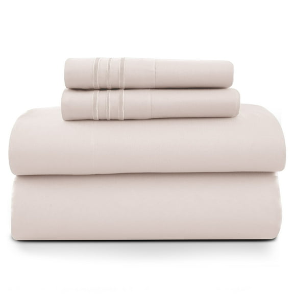 Lux Decor King Size Sheet Set, 4-Piece Plain Soft Microfiber – Deep Pocket King Bed Sheets, Includes 1 Fitted Sheet, 1 Flat Sheet, 2 Pillowcases, Baby Pink