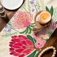 thumbnail image 2 of Pastoral Flowers Cotton Linen Table Runner for Dining Kitchen, Spring Red Pink Floral Leaves Botanical Wedding Outdoor Party Tablerunners, Dresser Scarf Coffee Tablecloth Runners 13x60 Inches, 2 of 9