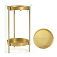 thumbnail image 2 of Costway 2 Tier Metal Plant Stand Mid Century Modern Stand w/2 Metal Tray Gold, 2 of 10