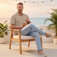 thumbnail image 6 of Gaukiv Men's Shirts Textured Knit Short Sleeve Collared Tops Summer Business Blouses Khaki M, 6 of 9