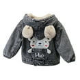 thumbnail image 3 of oqasdz Girls Jackets Fall Winter Toddler Boys Denim Coat Baby Thicken Cute Emborider Warm Comfortable Outwear Top Jacket Size 5 Y-6 Y, 3 of 5