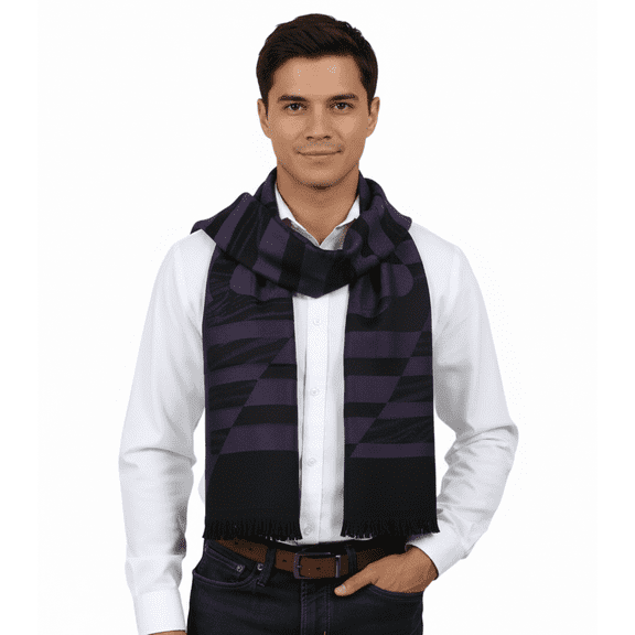 Roberto Cavalli ESZ063 03000 Purple Wool Blend Signature Mens Scarf for mens