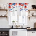 thumbnail image 2 of 2 Panels Kitchen Tier Curtains 39 Inch Length, Blue Red Flowers Grommets Window Treatment Curtain, Elegant Spring Floral Butterfly Pastoral Thermal Curtains Drapes for Living Room/Bathroom, 2 of 9