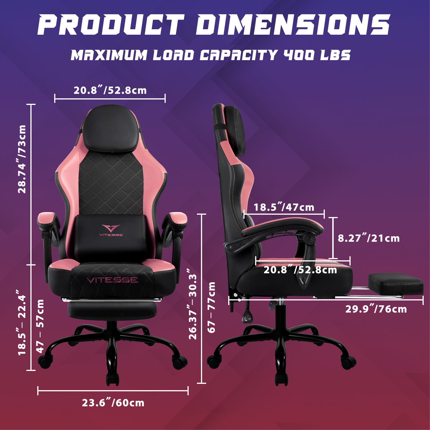 Bossin Gaming Chairs with Footrest, Massage Leather Game Chair for Adults, Big and Tall Gamer Chair with Headrest and Lumbar Support