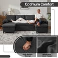 thumbnail image 6 of Sectional Couches Sofas Sleeper Bed U shape with Storage for Living Room Family Rooms Dark Gray, 6 of 10