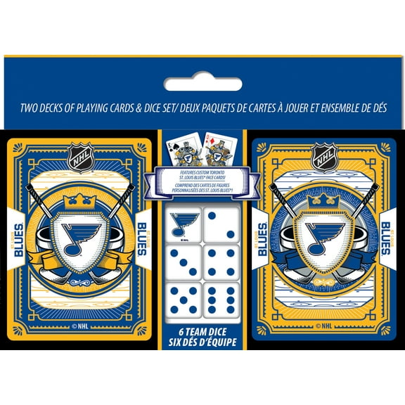 MasterPieces NHL St. Louis Blues 2-Pack Playing Cards & Dice Set for Game Night Adults