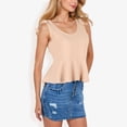 thumbnail image 2 of Women's Sleeveless Peplum Top With Tie Shoulder Straps And Scoop Neck- Small, Beige, 2 of 7