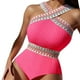 thumbnail image 1 of Gibobby Traje de baño sexy de una pieza Nuevo traje de baño casual sin mangas con cuello colgante de de punto para mujer(Rosa caliente,G), 1 of 4