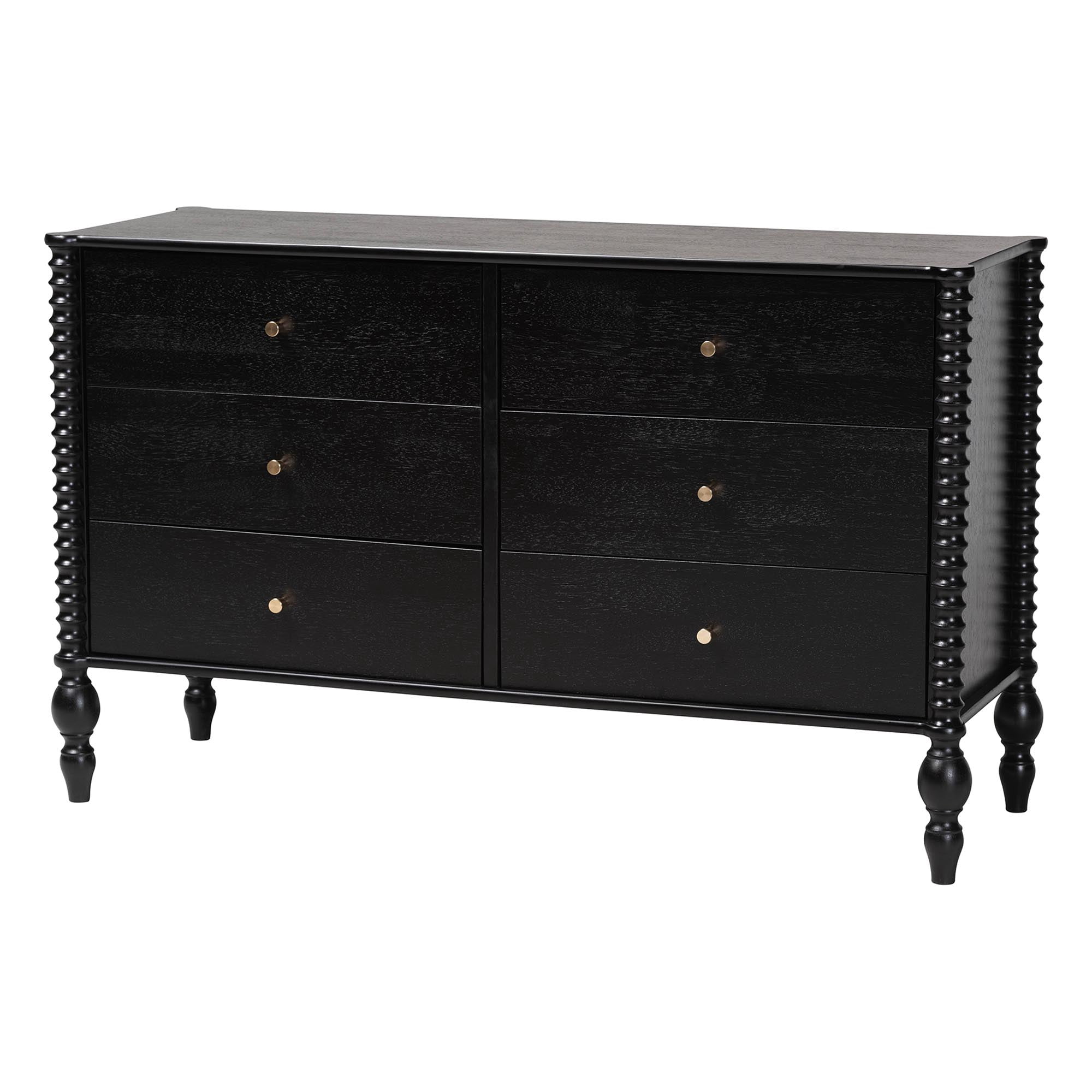 Baxton Studio Callison Farmhouse Bedroom Set, Full, 5-Piece, Black