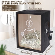 Clear Piggy Bank with Lock, Large Money Saving Jar, Penny Piggy Bank Box Container for Cash Saving, Openable Money Coin Change Bank for Adults Kids Boys Girls