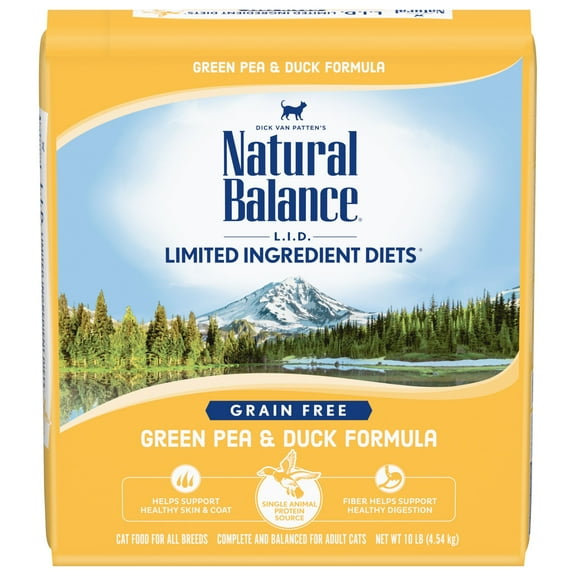 Natural Balance Limited Ingredient Diets Green Pea & Duck Formula Dry Cat Food, 10 Pounds, Grain Free