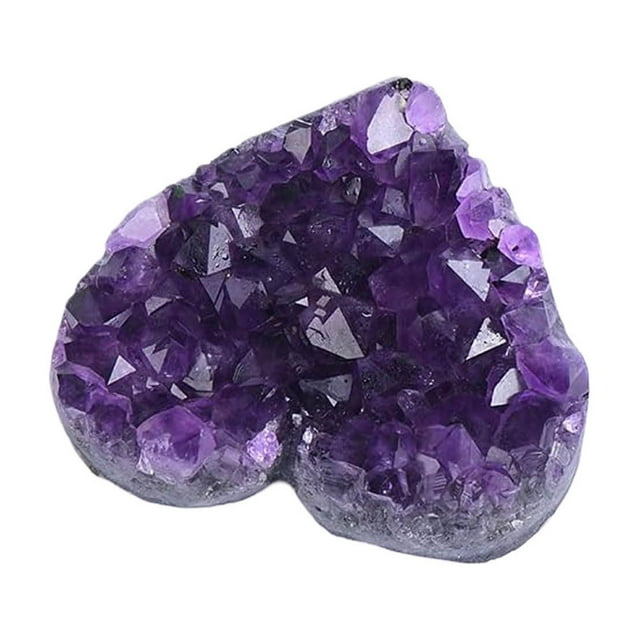 Angel Heart Shaped Amethyst Cluster Natural Rough Stone Purple Quartz Rainbow Valentine's