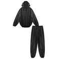 thumbnail image 3 of MSemis Men's Sauna Suits Two Piece Hooded Long Sleeve Sweat Top and Pants Workout Tracksuit Type B Black 3XL, 3 of 7