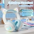 thumbnail image 5 of Siivton Cat Ear Wireless Bluetooth Gaming Headset with 2.4G Dongle, 50mm Drivers, 60H Playtime, Built-in Mic, RGB Lights for PC, PS5, PS4, Switch, Mobile,Blue, 5 of 9