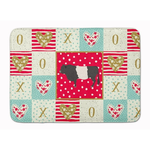 Carolines Treasures CK5258RUG Belted Galloway Cow Love Machine Washable Memory Foam Mat Red 19 X 27" multicolor