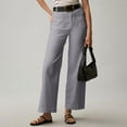 thumbnail image 5 of Mohiass Womens Stretch Twill Pants Casual High Waisted Wide Leg Cropped Pants Straight Leg Ankle Chino Pant with Patch Pockets Gray S, 5 of 9
