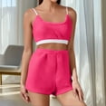 thumbnail image 2 of Miluxas Women's Fashion Sleepwear with Chest Mat Loose Elastic Strap Winter Home Clothes Set Hot Pink L(L), 2 of 7