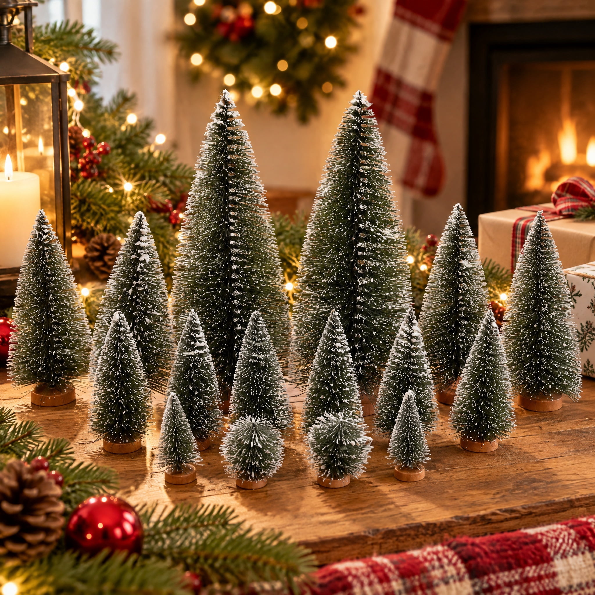 16-Piece Christmas Village Snow-Flocked Tree Set, Green, by Holiday Time