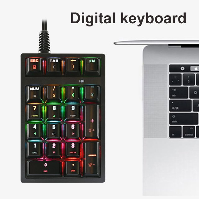 Teclado mecánico retroiluminado RGB con cable digital de 21 teclas para escritorio, portátil, oficina