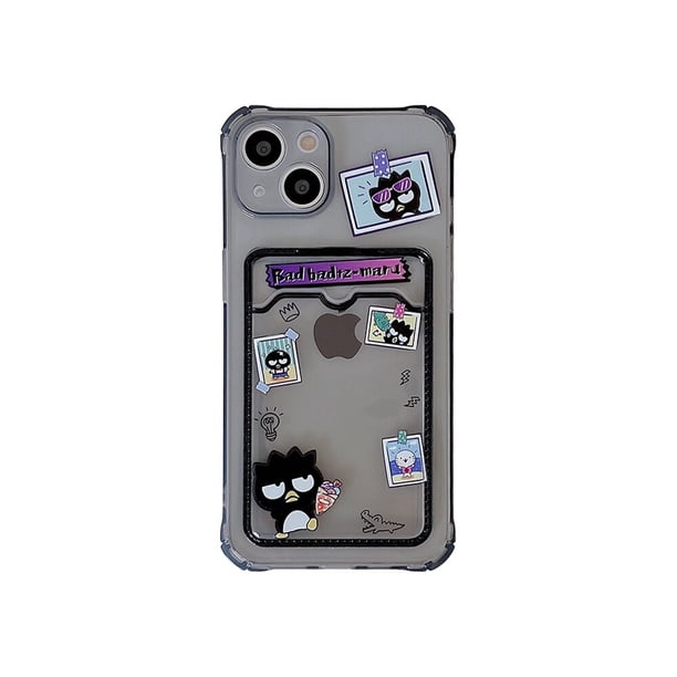 Funda transparente con patrón de Hello Kitty para iPhone, carcasa suave de TPU con ranura para tarjeta y soporte de bolsillo para modelos 7, 8, 14 Plus, 13, 12, 11 Pro Max, X, XR, XS Max Fivean unisex