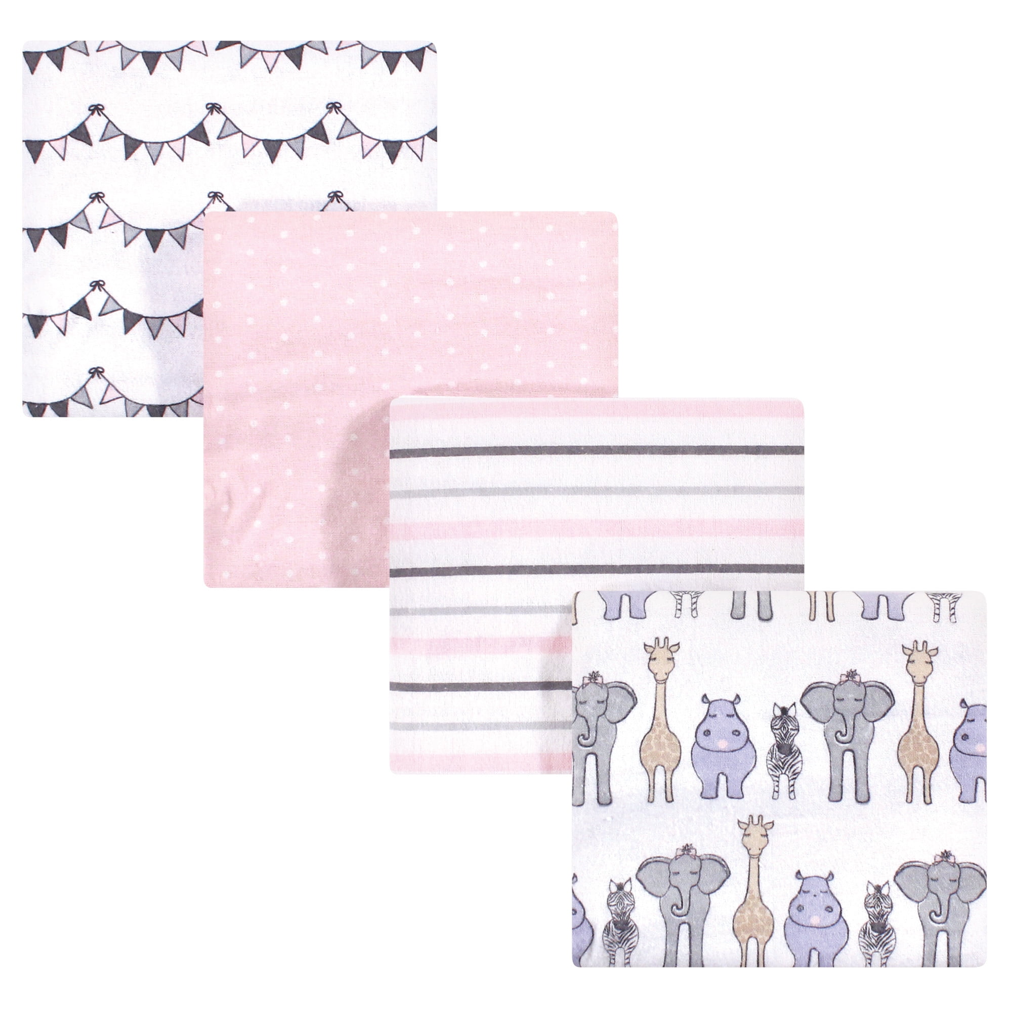 Hudson Baby Cotton Flannel Receiving Blankets, Pink Safari, One Size