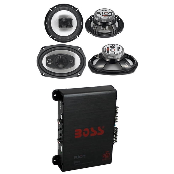 Boss R94 6x9" 500W Voiture 4 Voies & 2) 6.5 Pouces 300W Haut-Parleurs 3 Voies & 400W Amplificateur 4-Ch