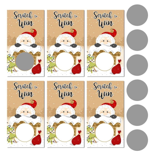 6 Pieces Christmas Scratch Off Cards Xmas Blank Holiday Scratch Cards with Winter Restaurant Business Patterns Tea For Small