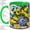 Green, variant on Lemon Stained Glass Coffee Mug, Blue Porcelain Vase Art, Citrus Home Decor