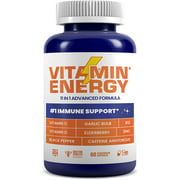 VitaminEnergy Immune Support   Energy Capsules, Energy Lasts Up To 7  Hours, Antioxidant, Immune Boosting, Efficient Nutrient Absorbing Formula with Natural Caffeine, Each 60 Capsules, 1 Pack