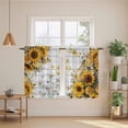 thumbnail image 2 of Farmhouse Sunflower Kitchen Curtains 45 Inch Length, Vintage Daisy Butterflies Gray Wood Tiers Curtains for Bathroom Bedroom Cafe, Light Filtering Small Window Treatment Drapes 2 Panels 42"Wx45"L, 2 of 8