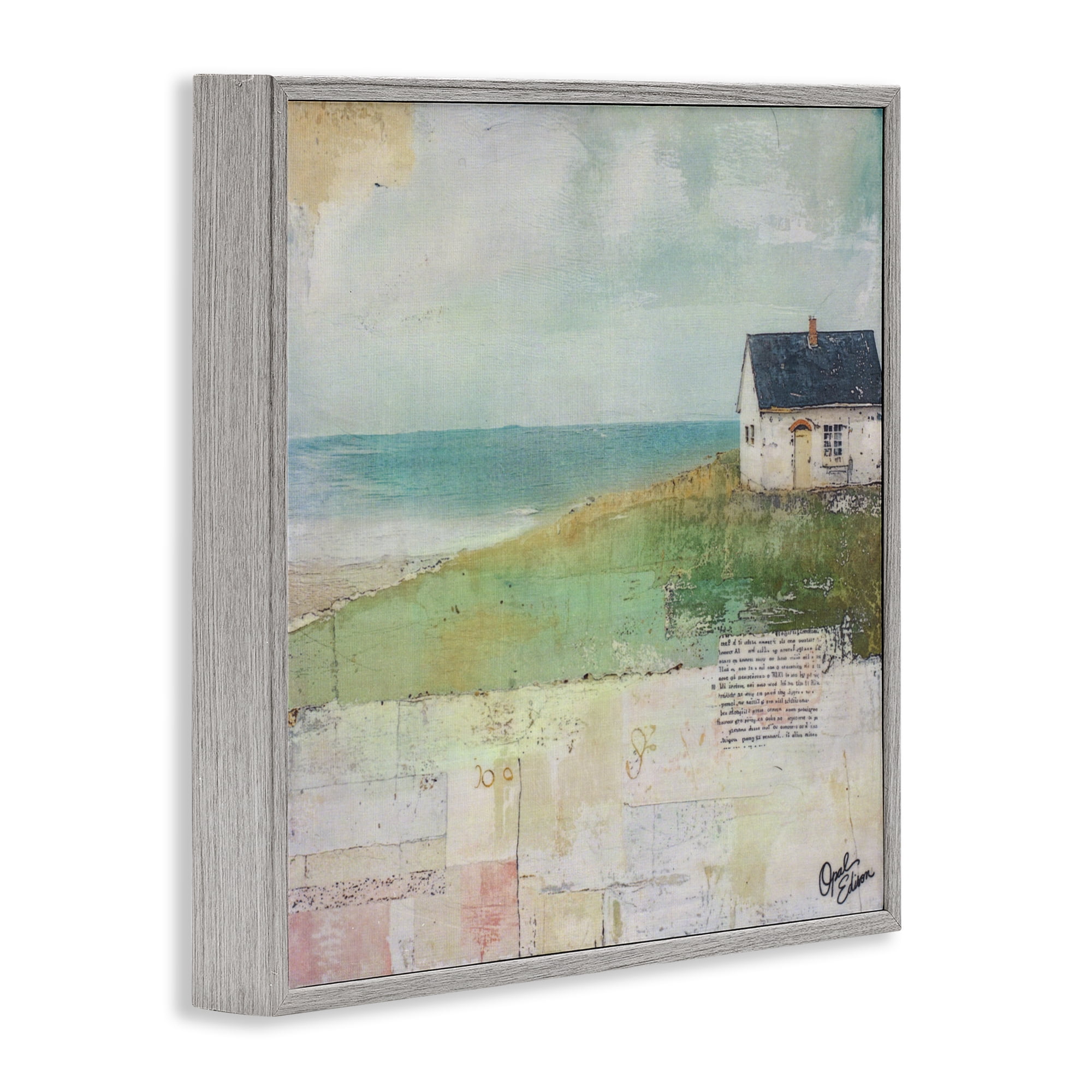 Stupell Industries Quiet Place By The Coast Gray Framed Giclee Art, design by Opal Edison