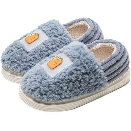 

PIKADINGNIS Women Slippers Cute Cozy Faux Fur Block Home Shoes Thickening Memory Foam Slide