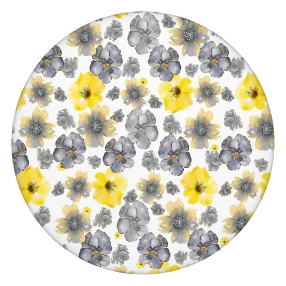 Round Tablecloth Vintage Farmhouse Floral Patterned Table Cover, Elastic Fit Waterproof Backed for Outdoor Indoor Rustic Decor