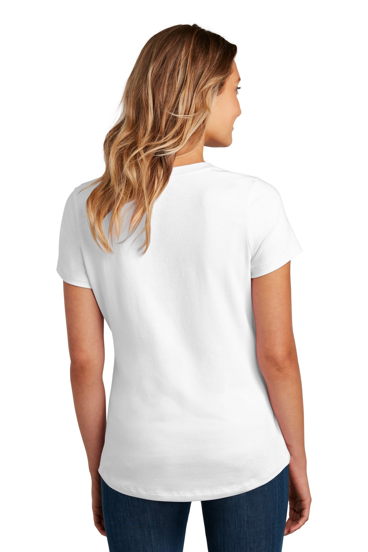 District Adult Female Women Plain Short Sleeves T-Shirt White
