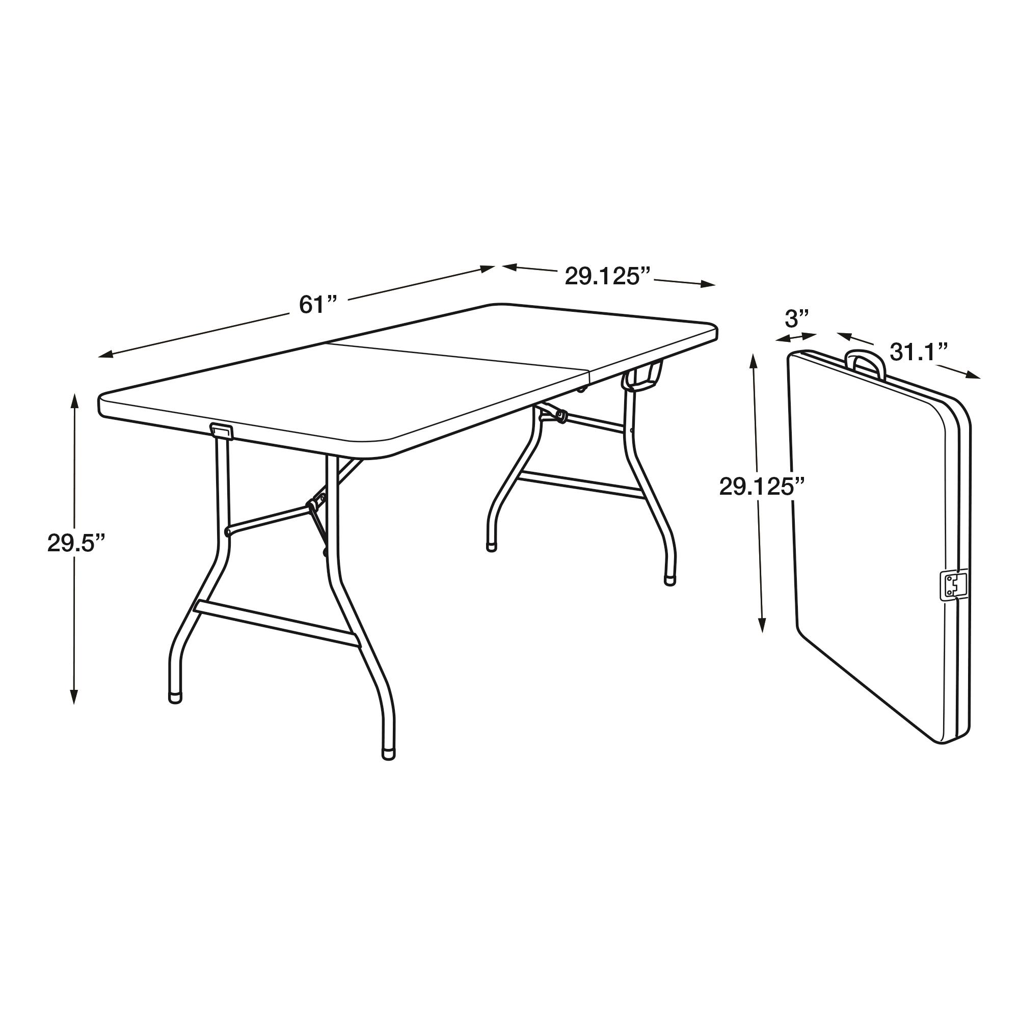 Mainstays 5 Foot Centerfold Folding Table, White - image 3 of 7
