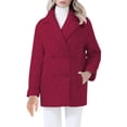 thumbnail image 2 of Puntoco Ropa de invierno para mujer, talla grande, abrigo de algodón de cuero con solapa cálida, chaqueta de manga larga Puntoco Puntoco-1, 2 of 5