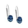 Gem Stone King 1.60 Ct Oval 7x5mm Blue Mystic Topaz Silver Plated Brass Dangling Earrings with Lever Back