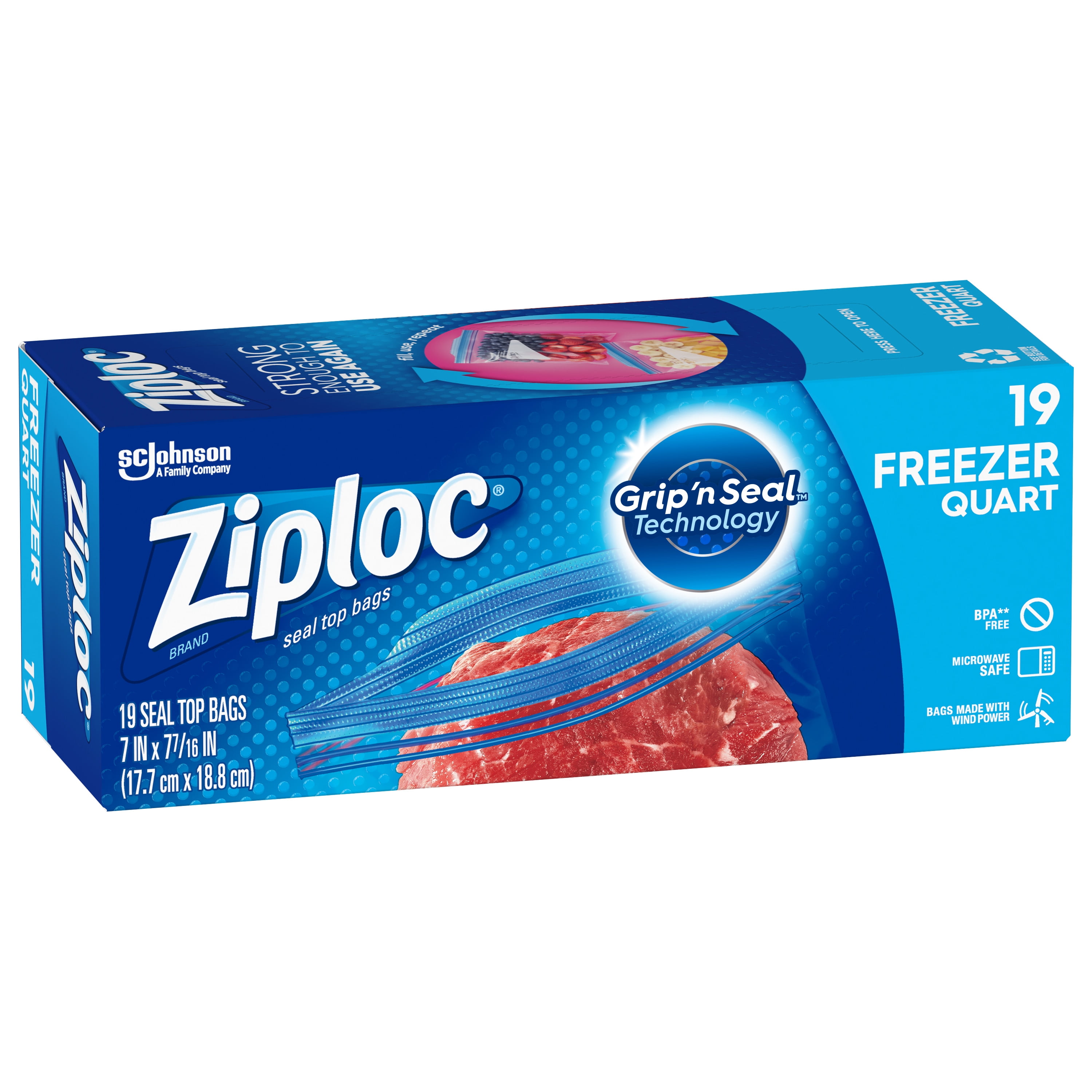 Ziploc Brand Quart Freezer Bags with Grip 'n Seal Technology, 19 ct -  Harris Teeter