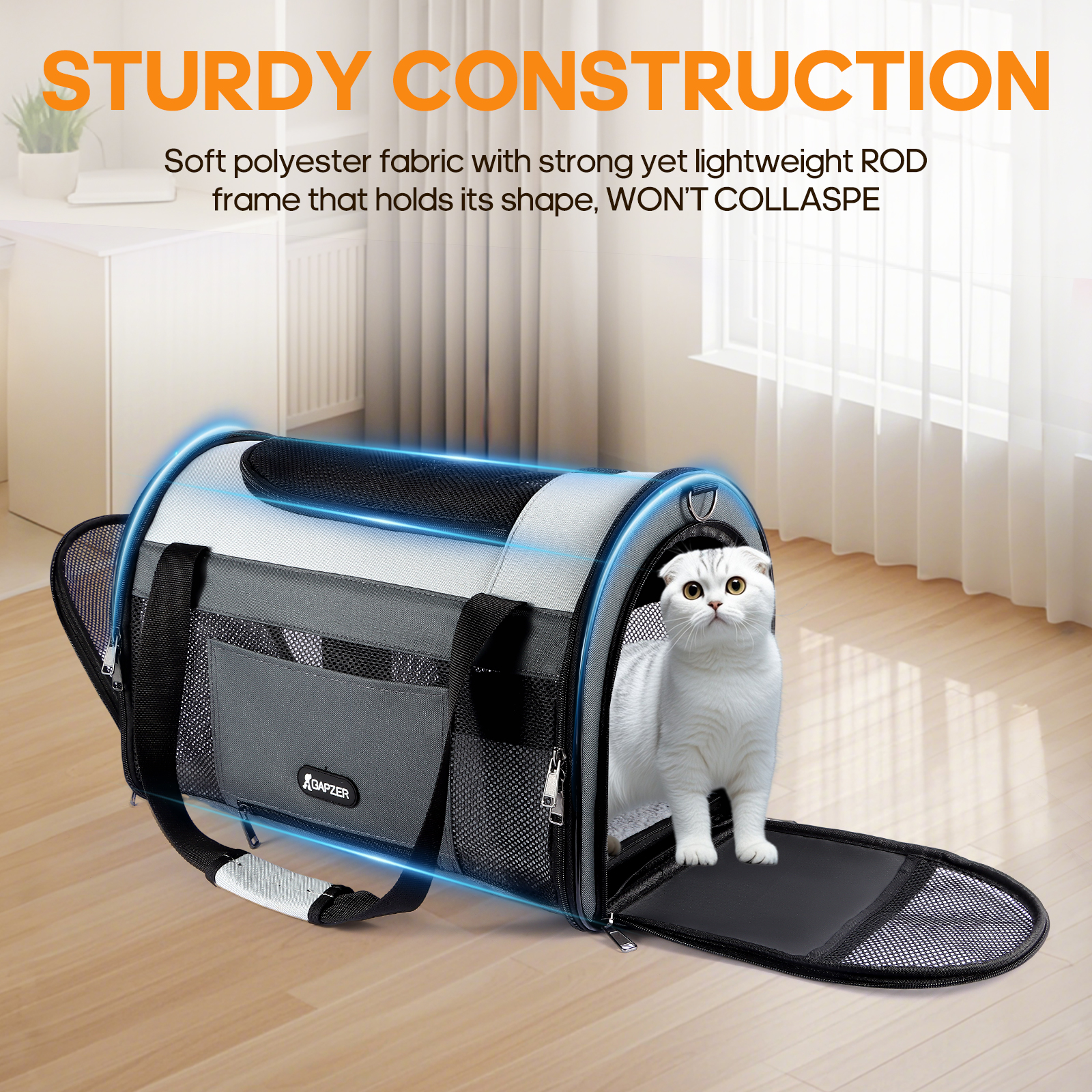 Cat Carrier Airline Approved for Small Dogs Puppy, Kitten Carriers Under 16lbs, Collapsible Soft Sided TSA Approved Travel Carrier