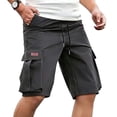 thumbnail image 4 of Lovzfmll Casual Fashion Multi-Pocket Elastic Waist Cargo Shorts for Men, Athletic Cargo Bermuda Shorts Dark Gray, S, 4 of 4
