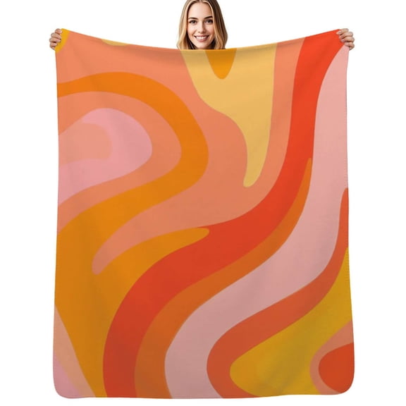 Abstract orange swirl pattern design Flannel Blanket Warm Soft Bedding Throws Winter Camping Chair Sofa Bed