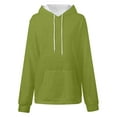 thumbnail image 5 of QUYUON Womens Hooded Sweatshirts Casual Long Sleeve Crew Neck Hoodies Pullover Tops Comfy Loose Fit Drawstring Sweatshirts with Pockets Solid Cute Tunic Sweatshirts Winter Shirts Army Green M, 5 of 6