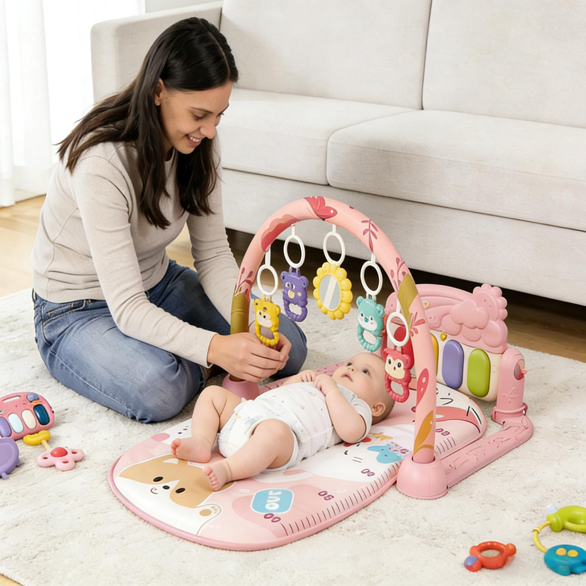 Cochildor Baby Play Gym Mat, Tummy Time Mat for Babies, 3 in 1 Kick and Play Piano Playmat, Baby Gift for Toddler Infants Age 0-36 Months